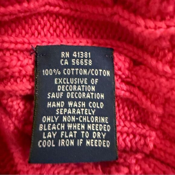 Ralph Lauren Bright Pink Cotton V Neck Cable Sweater - Picture 9 of 10